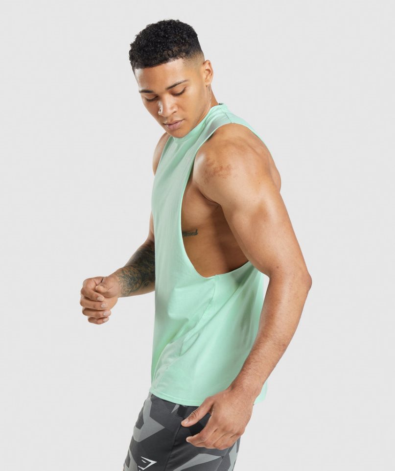 Men's Gymshark Critical Drop Arm Tanks Mint | CA 186N5A